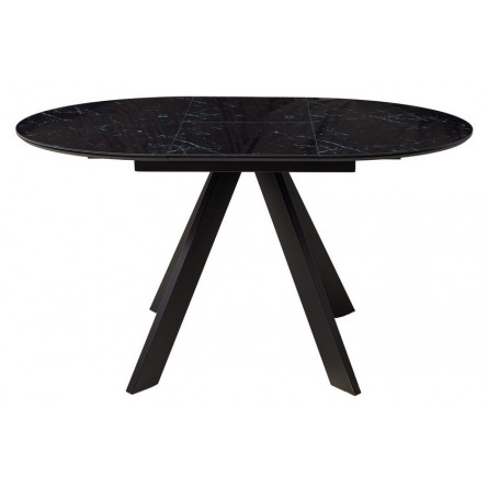 Стол БОНЖУР 100 ЧЕРНЫЙ МРАМОР, черная шагрень, стекло / ЧЕРНЫЙ каркас М-City