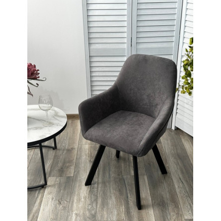 Стул JET 360 град. поворот. B28 Темно-серый, велюр / черный каркас, М-City