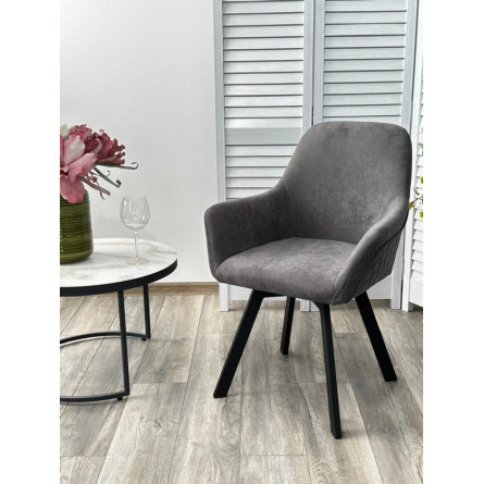 Стул JET 360 град. поворот. B28 Темно-серый, велюр / черный каркас, М-City