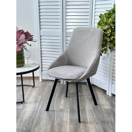 Стул CASA, 360 град. поворот. B22 Серый, велюр / черный каркас, М-City