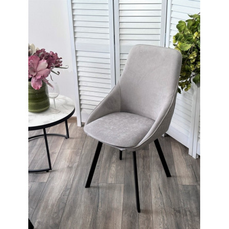 Стул CASA, 360 град. поворот. B22 Серый, велюр / черный каркас, М-City