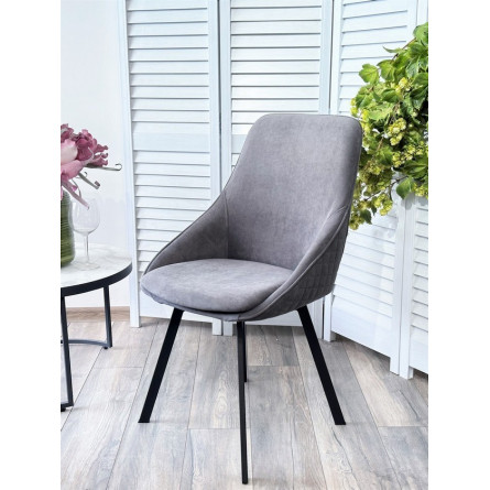 Стул CASA, 360 град. поворот. B28 Темно-серый, велюр / черный каркас, М-City