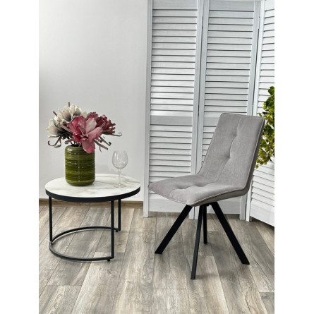 Стул BRONX, 360 град. поворот. B22 Серый, велюр / черный каркас, М-City