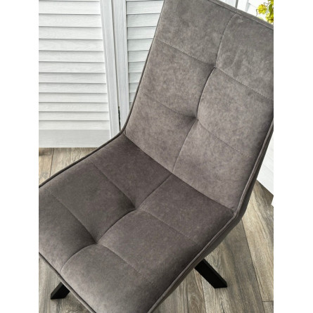 Стул BRONX, 360 град. поворот. B28 Темно-серый, велюр / черный каркас, М-City