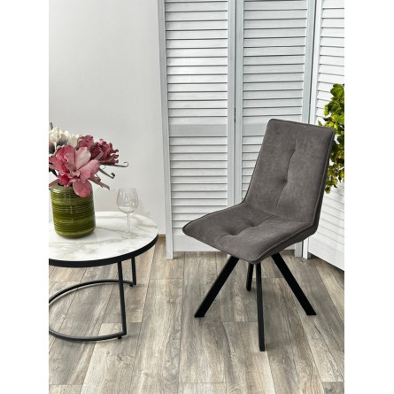 Стул BRONX, 360 град. поворот. B28 Темно-серый, велюр / черный каркас, М-City