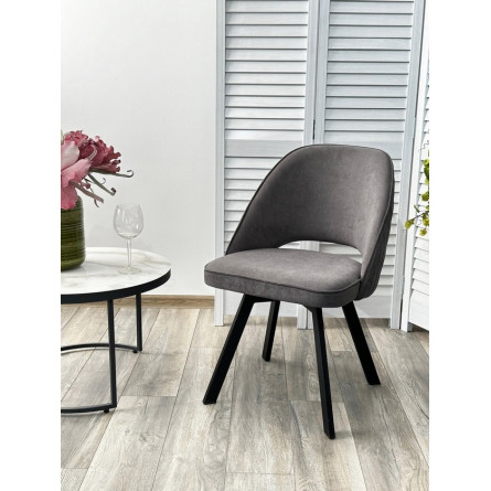 Стул DUNA 360 град. поворот. B28 Темно-серый, велюр / черный каркас, М-City