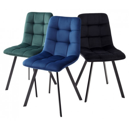 Стул CHILLI SQUARE BLUVEL-78 GREEN, велюр / черный каркас, М-City