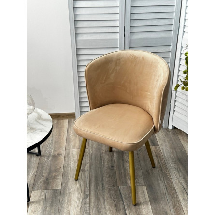 Стул МОНЕ ZIZI 605 Латте, велюр / Золотой каркас M-City