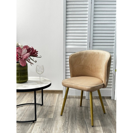 Стул МОНЕ ZIZI 605 Латте, велюр / Золотой каркас M-City