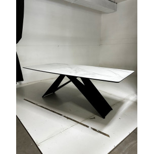 Стол МАРСЕЛЬ 220 Белый мрамор, стекло / Черный М-City