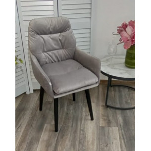 Стул РАЛЬФ ДАНС 360 град. поворотный, ZIZI 522 Серый, велюр / Черный каркас, M-City