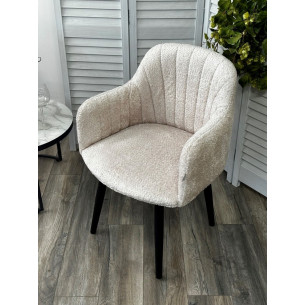 Стул МАНГО ДАНС 360 град. поворотный, Alpina Cream, букле / Черный каркас, M-City