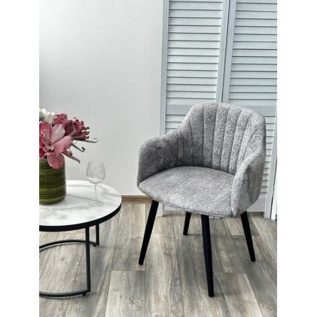 Стул МАНГО ДАНС 360 град. поворотный, Alpina Dove, букле / Черный каркас, M-City