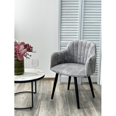 Стул МАНГО ДАНС 360 град. поворотный, Alpina Dove, букле / Черный каркас, M-City