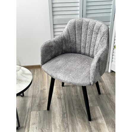 Стул МАНГО ДАНС 360 град. поворотный, Alpina Dove, букле / Черный каркас, M-City