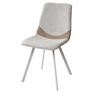 Стул ELLEN WZ2042-02 светло-бежевый фактурный велюр / RU-09 серо-бежевый / белый каркас М-City