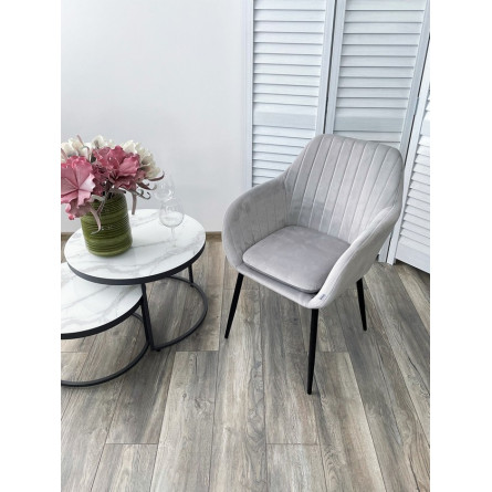 Стул ALABAMA BLUVEL-03 LIGHT GREY, велюр / черный каркас М-City