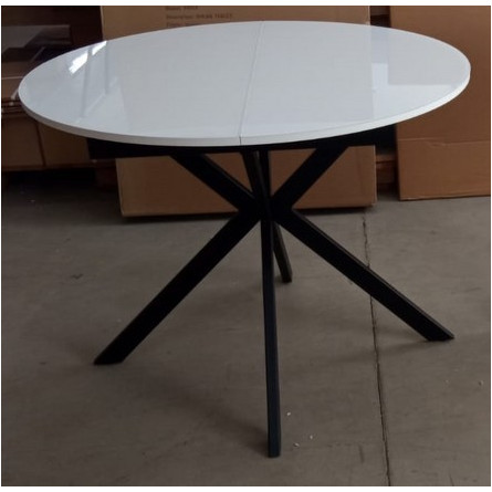 Стол ВЕГА D110 раскладной Белый, стекло/ черный каркас М-City