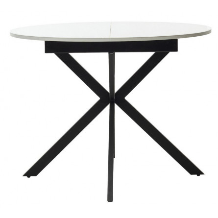 Стол ВЕГА D110 раскладной Белый, стекло/ черный каркас М-City