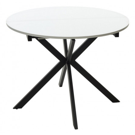 Стол ВЕГА D110 раскладной Белый, стекло/ черный каркас М-City