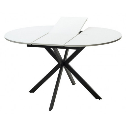 Стол ВЕГА D110 раскладной Белый, стекло/ черный каркас М-City
