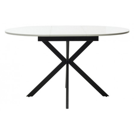 Стол ВЕГА D110 раскладной Белый, стекло/ черный каркас М-City