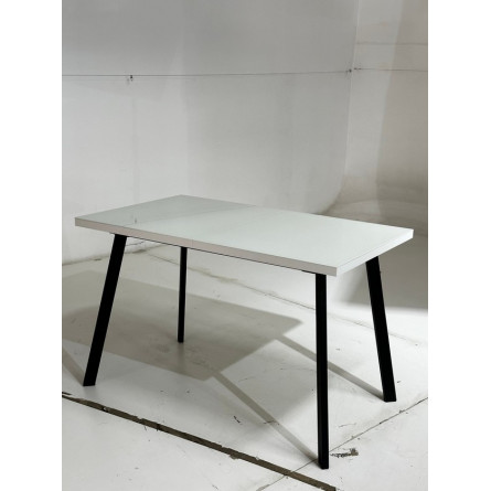 Стол ФИН 140 Белый, стекло/ Черный каркас М-City