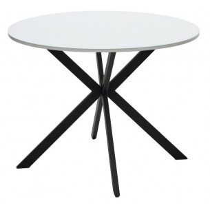 Стол ВЕГА D100 Белый, стекло/ черный каркас М-City