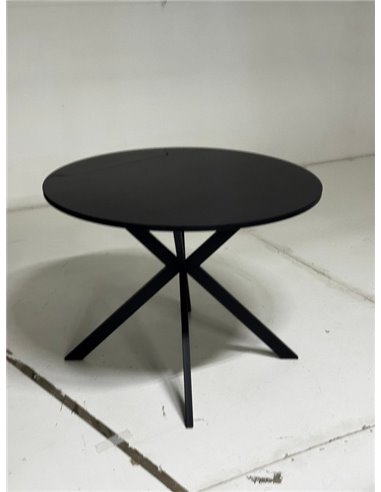 Стол ВЕГА D100 Черный, стекло/ черный каркас М-City