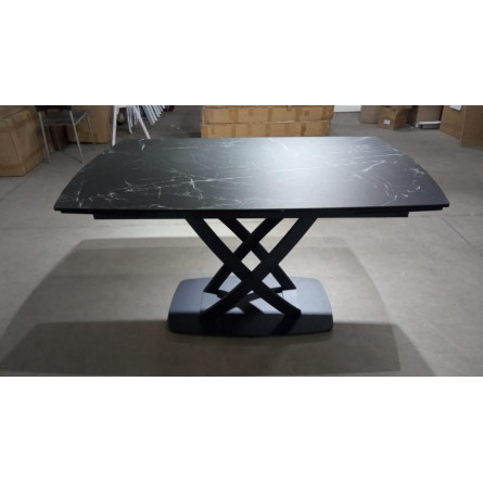 Стол FOGGIA 140 KL-116 Черный мрамор матовый, итальянская керамика/ черный каркас М-City