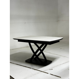 Стол FOGGIA 140 KL-99 Белый мрамор матовый, итальянская керамика/ черный каркас М-City