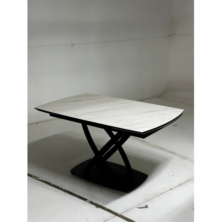 Стол FOGGIA 140 KL-99 Белый мрамор матовый, итальянская керамика/ черный каркас М-City