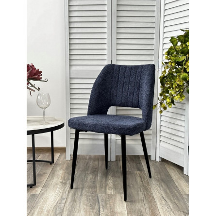 Стул LONDON UF998-13 темно-синий, букле / черный каркас / Товарный знак DISAUR