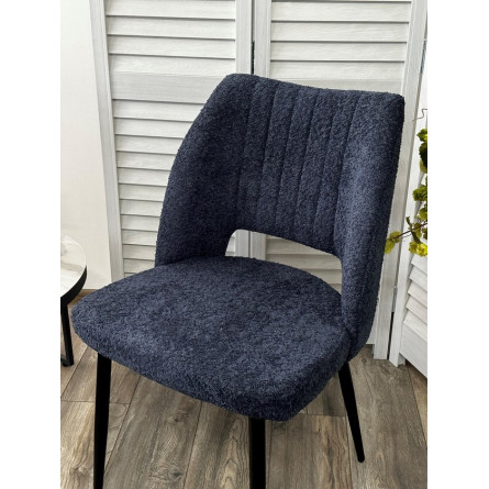 Стул LONDON UF998-13 темно-синий, букле / черный каркас / Товарный знак DISAUR