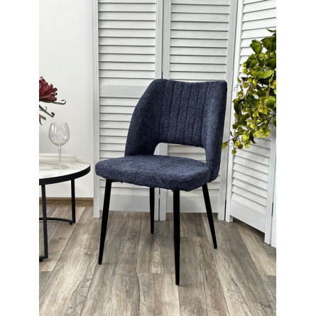 Стул LONDON UF998-13 темно-синий, букле / черный каркас / Товарный знак DISAUR