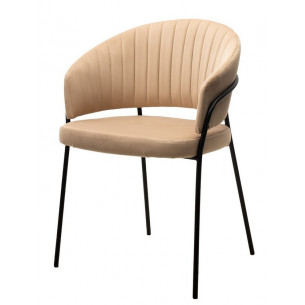 Стул JUST, цвет Velutto 05 Бежевый, велюр / черный каркас М-City