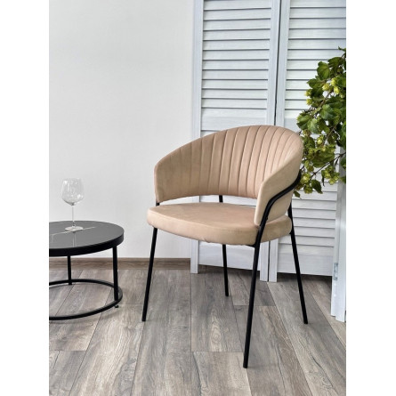 Стул JUST, цвет Velutto 05 Бежевый, велюр / черный каркас М-City