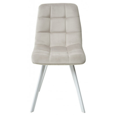 Стул CHILLI SQUARE G108-06 серебристо-серый, велюр/ белый каркас М-City