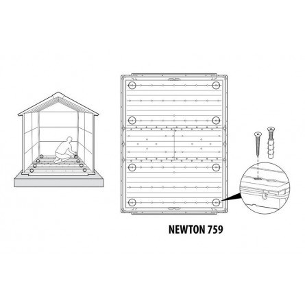 Сарай пластиковый Newton 759, серый