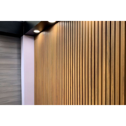 Вертикальная стеновая панель NauticPrime Line ДПК 219*26*4000мм, цвет Тик