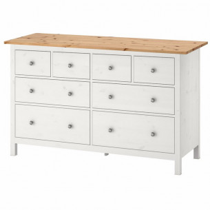 Комод с 8 ящиками КАНТРИ (ХЕМНЭС) белый/светло-коричневый (2 уп.)