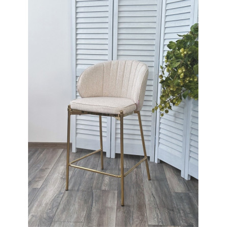 Полубарный стул WENDY TRF-11 светло-бежевый, ткань / золотой каркас (H65) М-City