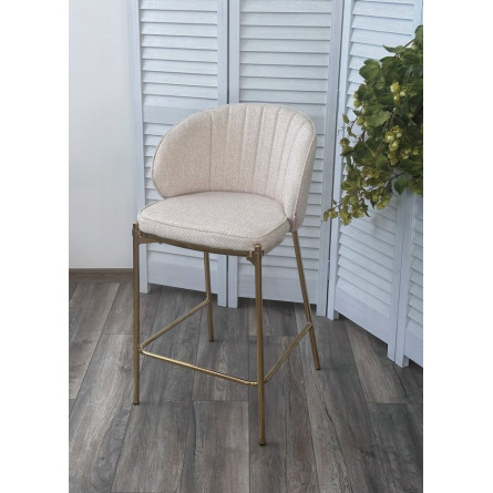 Полубарный стул WENDY TRF-11 светло-бежевый, ткань / золотой каркас (H65) М-City