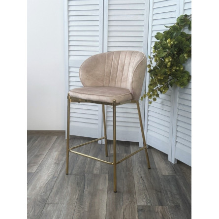 Полубарный стул WENDY VBP-207 античный бежевый, велюр / золотой каркас (H65) М-City