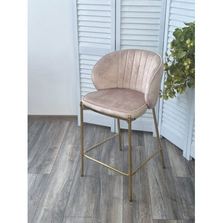 Полубарный стул WENDY VBP-207 античный бежевый, велюр / золотой каркас (H65) М-City