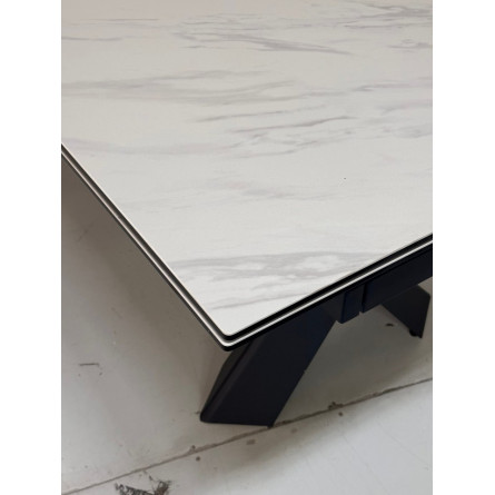 Стол ORISTANO 200 MARBLES KL-99 Белый мрамор матовый, итальянская керамика/ черный каркас, ®DISAUR