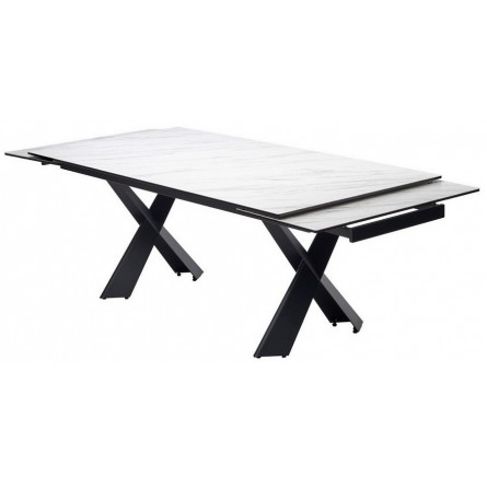 Стол ORISTANO 200 MARBLES KL-99 Белый мрамор матовый, итальянская керамика/ черный каркас, ®DISAUR