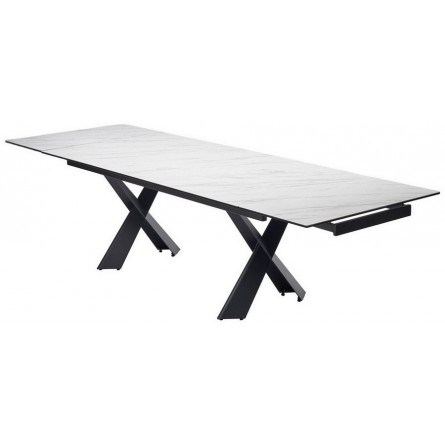 Стол ORISTANO 200 MARBLES KL-99 Белый мрамор матовый, итальянская керамика/ черный каркас, ®DISAUR