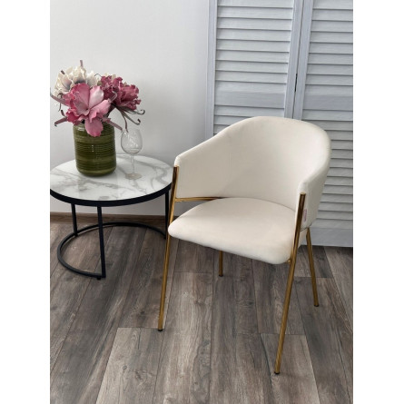 Стул DILL MOMO-01 молочный, велюр "беспальчиковый"/ золотой каркас М-City