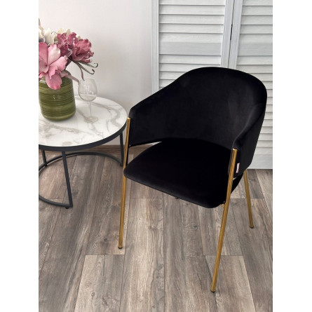Стул DILL MOMO-47 черный, велюр "беспальчиковый"/ золотой каркас М-City
